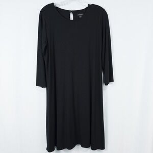 J Jill Wearever 3/4‎ Sleeve Knit A Line Dress Medium Black Minimalist Capsule